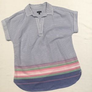 Talbots Beach Stripe Popover Maliblue Multi Size M